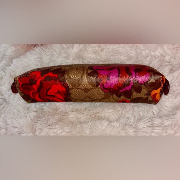 NEW Coach Jumbo Floral Khaki Multi Coated Canvas Pencil Case Makeup Bag - Picture 14 of 16